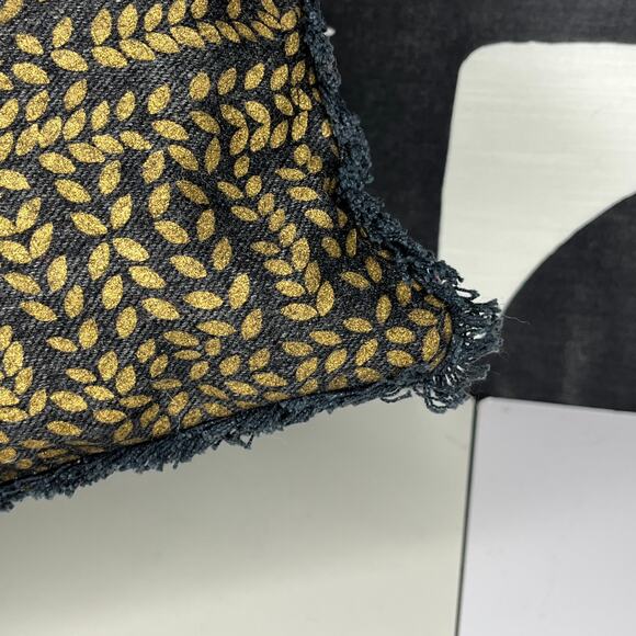 iNouiToosh Makeup Pouch Purse Metallic Leaves Gold Blue Fringe - Picture 4 of 8